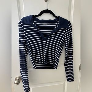 Abercrombie and fitch striped navy and white top. Slightly cropped
